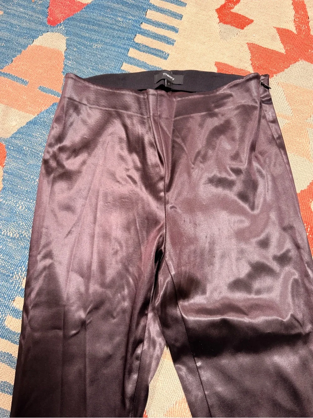 Theory Satin Stretch Leggings in Chocolate Brown Sz 2